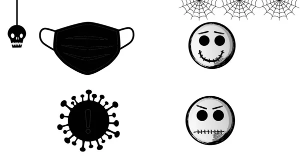 Illustrazione Halloween Suggerire Indossare Una Maschera Medica — Foto Stock