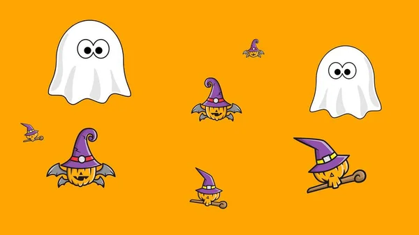 Illustrazione Halloween Con Fantasmi Sorpresi Maghi Jack Lanterna — Foto Stock