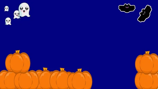 Een Achtergrond Van Halloween Illustratie Met Pompoenen Uilen Spoken — Stockfoto