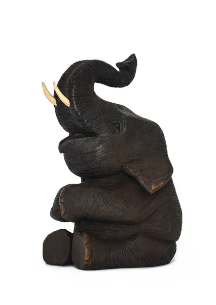 Teakholz Elefant Isoliert Auf Weißem Hintergrund — Stockfoto