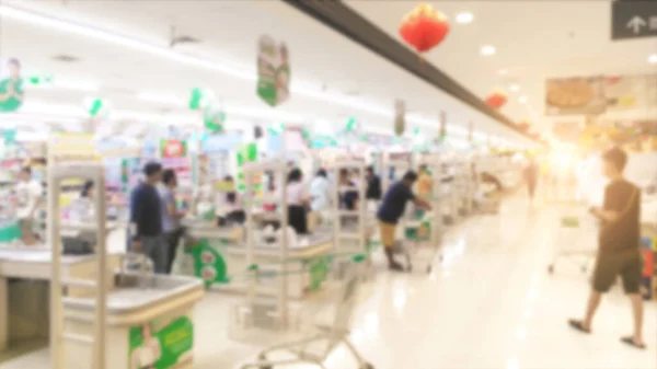 Abstrakte Verschwommene Kasse Supermarkt Für Hintergrund Reihe Kasse Mit Kunde — Stockfoto