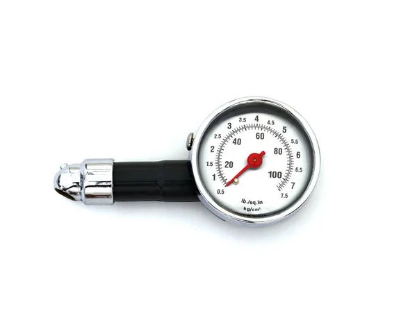 Clipping Path Tire Air Gauge Isolated White Background — Stock Photo, Image