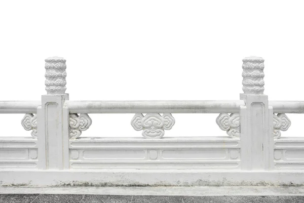 Tradycyjny Biały Kamień Rzeźba Poręcz Stylu Chińskim Wzór Izolowane Białym — Zdjęcie stockowe