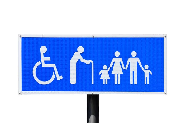 Signe Toilettes Publiques Sur Fond Bleu Pour Les Personnes Handicapées — Photo