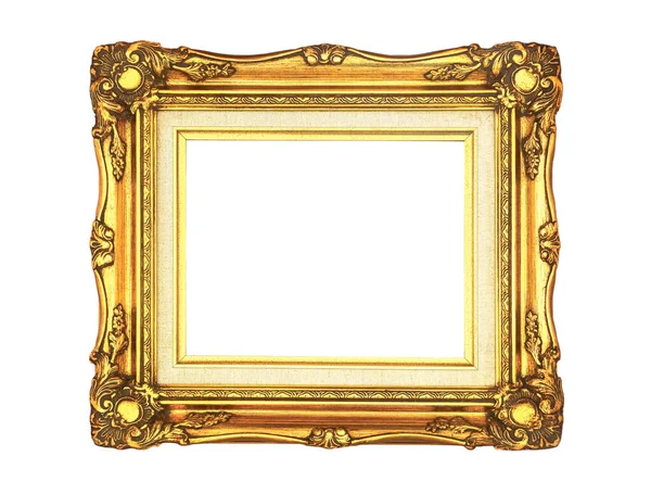 Clipping Path Gold Vintage Picture Frame Isolated White Background Copy — Stock Photo, Image