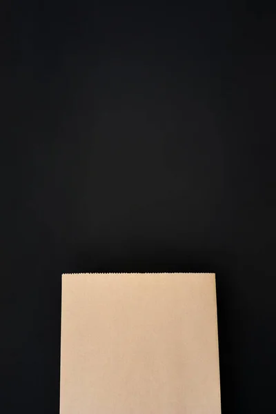 Mock Blank Brown Paper Shopping Bag Isolated Black Background Copy — Stock Photo, Image