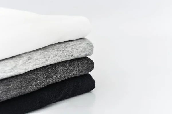 Pila Piegato Nero Grigio Bianco Tono Colore Monocromatico Shirt Sfondo — Foto Stock