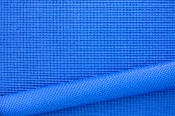 Zbliżenie Rolki Niebieski Kolor Jogi Mata Tekstury Tło Widok Góry — Zdjęcie stockowe