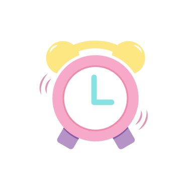 Güzel alarmlı saat düz vektör çizimi. Renkli alarm saati