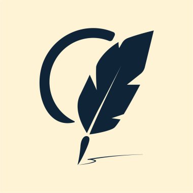 Quill siluet vektör logosu illüstrasyonu