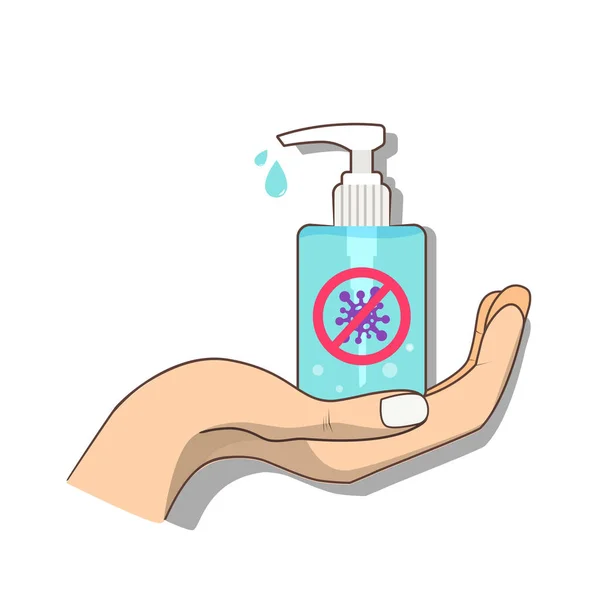 Hand Holding Hand Sanitizer Gel Vector Illustration — Stock Vector