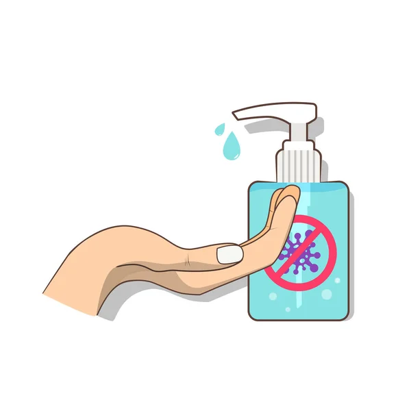 Hand Sanitizer Gel Human Hand Vector Illustration — Stock Vector