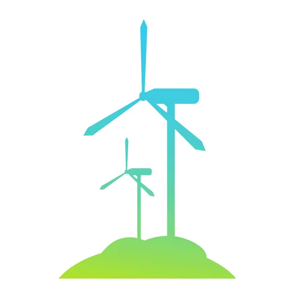 Logo Der Grünen Windmühle Flache Illustration — Stockvektor