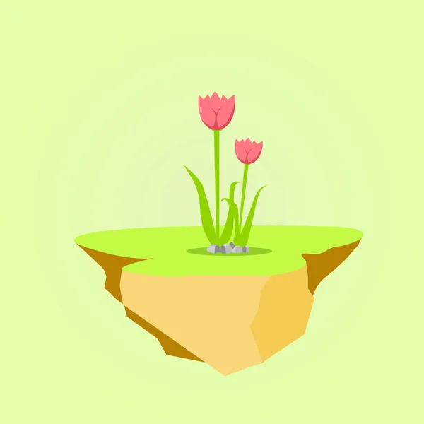 Tulp Bloem Drijvende Grond Vector Illustratie — Stockvector