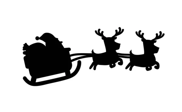 Silhouette Weihnachtsmann Schlitten Vektor Illustration — Stockvektor
