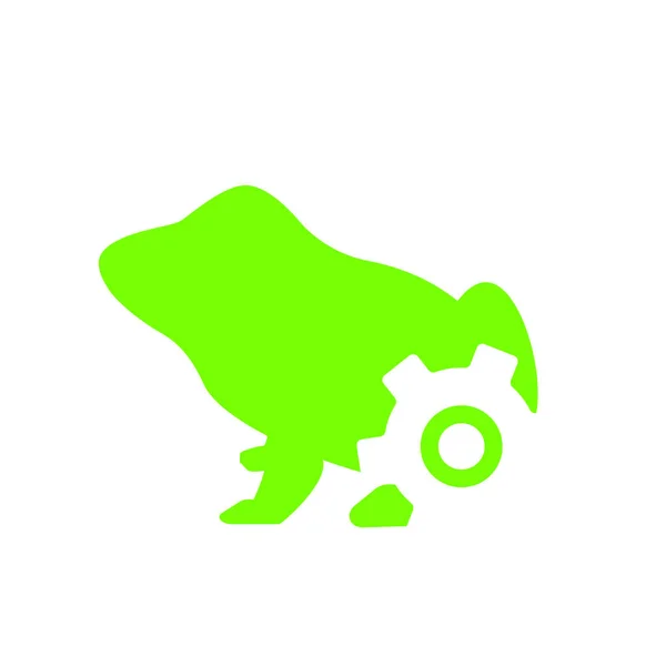 Rana Verde Con Engranaje Dentro Ella Vector Logotipo Ilustración — Vector de stock
