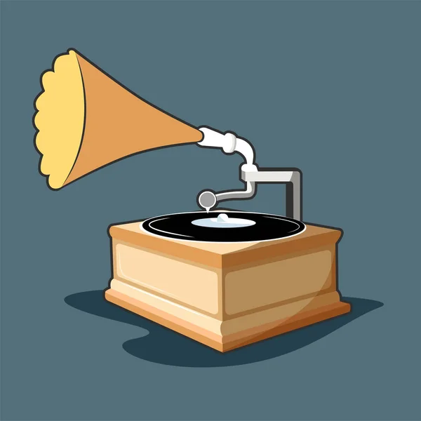 Ilustração Vetorial Gramofone Pessoal Retrô Música Artigo Antigo —  Vetores de Stock