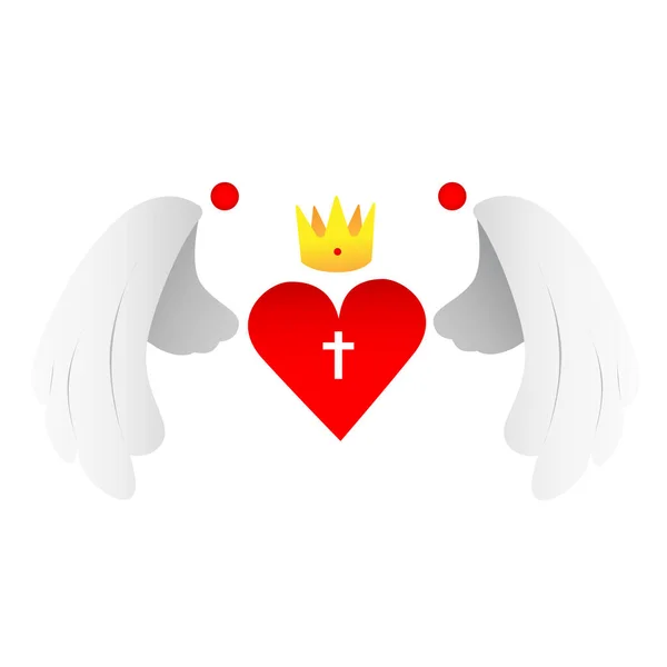 Alas Corazón Con Corona Dorada Ilustración Vectores Símbolos Cruzados — Vector de stock