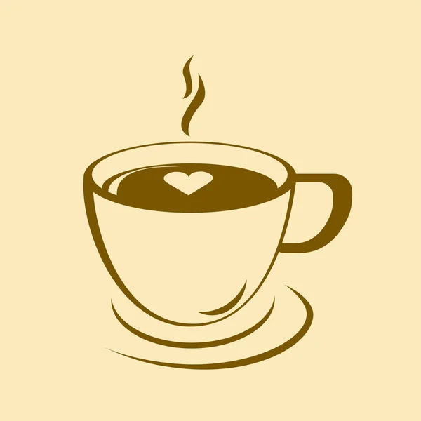 Uma Xícara Cappuccino Com Símbolo Amor —  Vetores de Stock