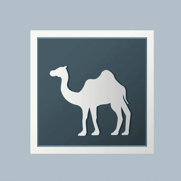 Marco Blanco Cuadrado Con Icono Camello — Vector de stock