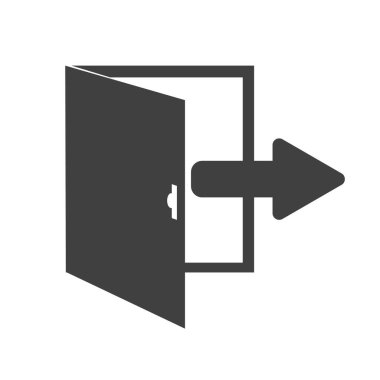 Siyah kapı ve işaret eden siyah ok