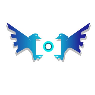 İki kuşlu basit düz dizayn kamera logosu