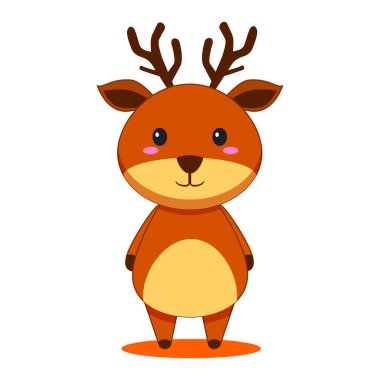 Kahverengi küçük geyik karakteri. vektör illüstrasyonu.