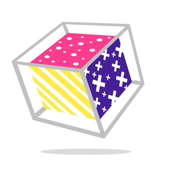 Obdélníkový Box Různými Bočními Barvami Styly — Stockový vektor