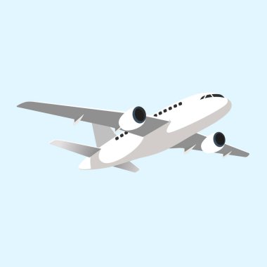 Açık mavi arkaplanda izole edilmiş uçak vektör tasarımı