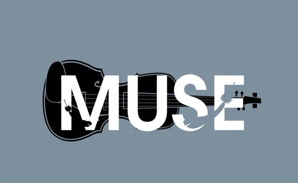 Επίπεδο Λογότυπο Σχεδιασμού Λογότυπο Μουσικού Σχεδιασμού Βιολί Μούσα — Διανυσματικό Αρχείο