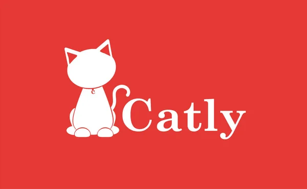 Logo Diseño Plano Logo Diseño Gato Gato Blanco — Vector de stock
