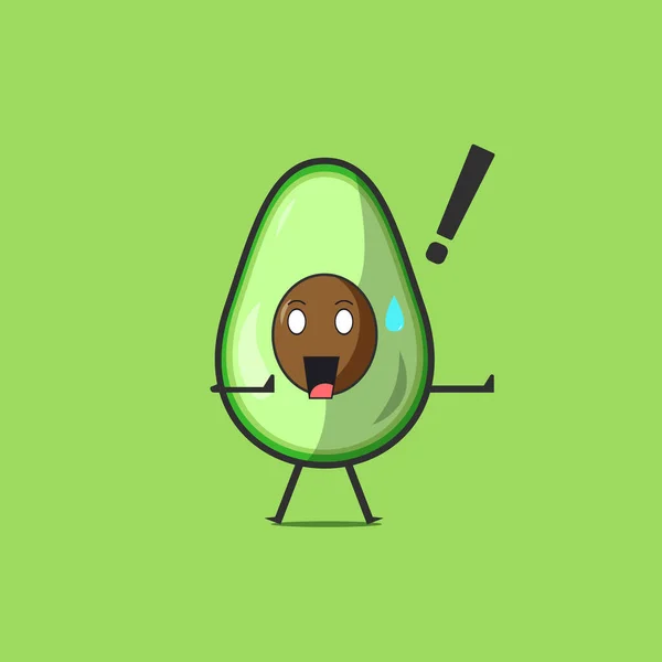 Divertido Lindo Personaje Aguacate Personaje Dibujos Animados Aguacate Plano Vectorial — Vector de stock