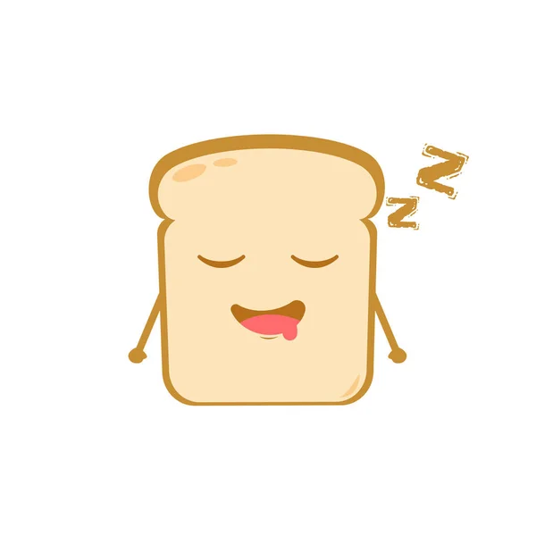 Смешной Милый Пекарь Векторный Плоский Символ Хлеба Чувствует Сонливость Изолированы — стоковый вектор