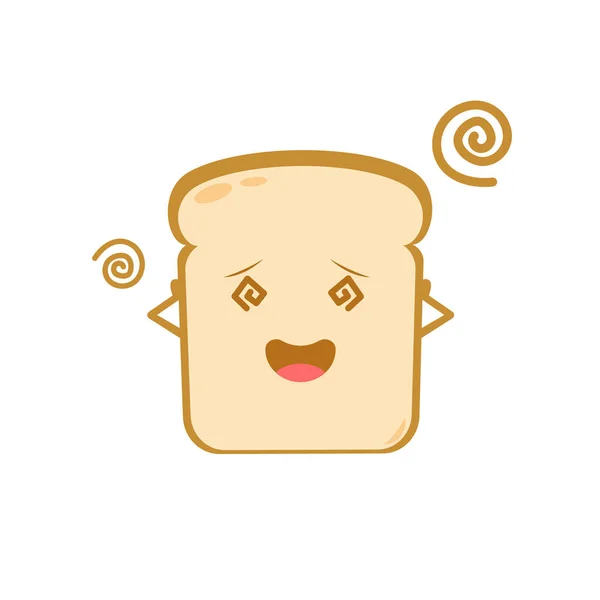 Смешной Милый Пекарь Векторный Плоский Символ Хлеба Чувствует Головокружение Изолированы — стоковый вектор