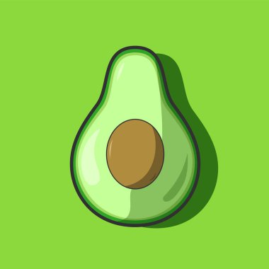 Avokado yarım diliminin vektör illüstrasyonu