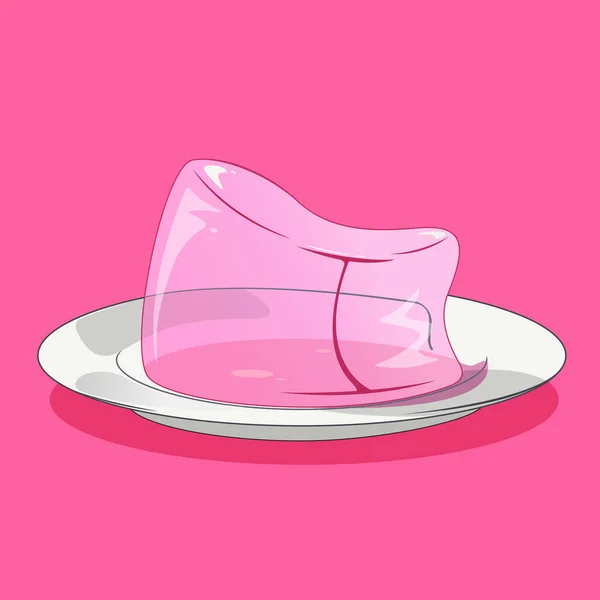 Vector Ilustración Pudín Fresa Plato Postre Dulce — Vector de stock