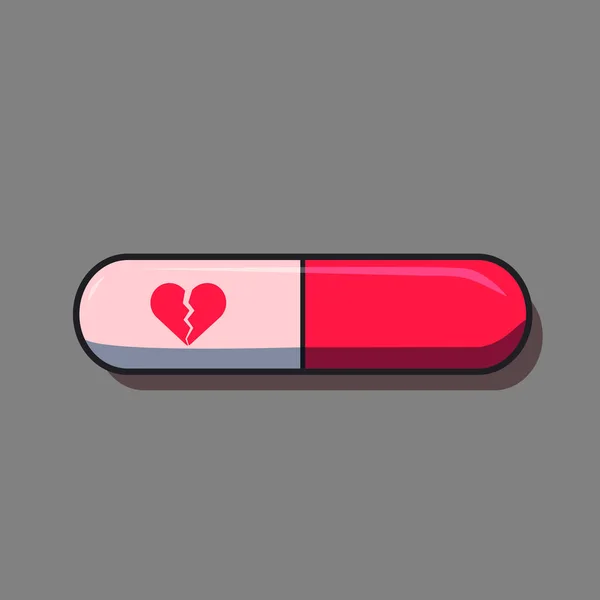 Pílulas Com Coração Quebrar Ícone Pílula Médica —  Vetores de Stock