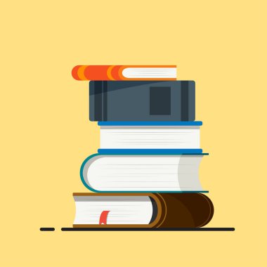 Kahverengi arkaplanda izole edilmiş kitap yığınları