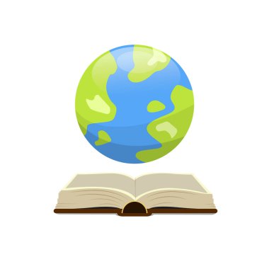 Açık bir kitabın ve üstündeki toprağın tasviri.