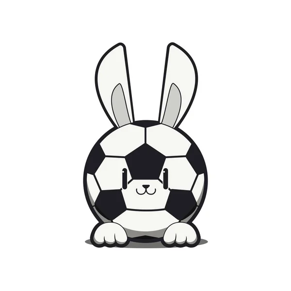 Illustration Personnage Mascotte Football Avec Oreille Lapin — Image vectorielle