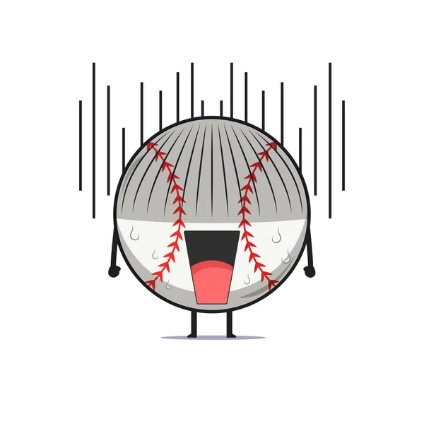 Roztomilá Baseballová Postava Strach Dostal Šok Izolované Bílém Pozadí Baseball — Stockový vektor