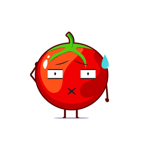 Słodki Charakter Pomidora Bez Słów Izolowane Białym Tle Pomidor Postać — Wektor stockowy