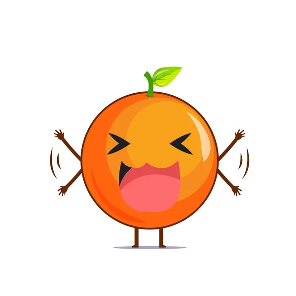 Cute Pomarańczowy Charakter Śmiech Odizolowany Białym Tle Pomarańczowy Postać Emotikon — Wektor stockowy