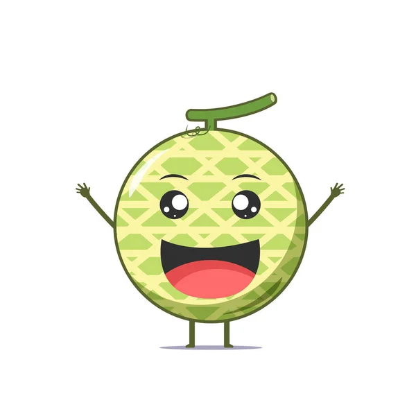 Lindo Personaje Melón Sintiéndose Feliz Aislado Sobre Fondo Blanco Personaje — Vector de stock