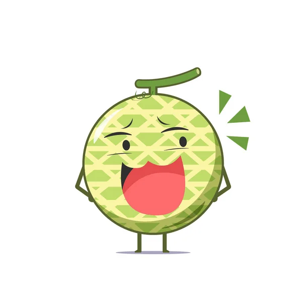 Lindo Personaje Melón Burlándose Cara Aislada Sobre Fondo Blanco Personaje — Vector de stock