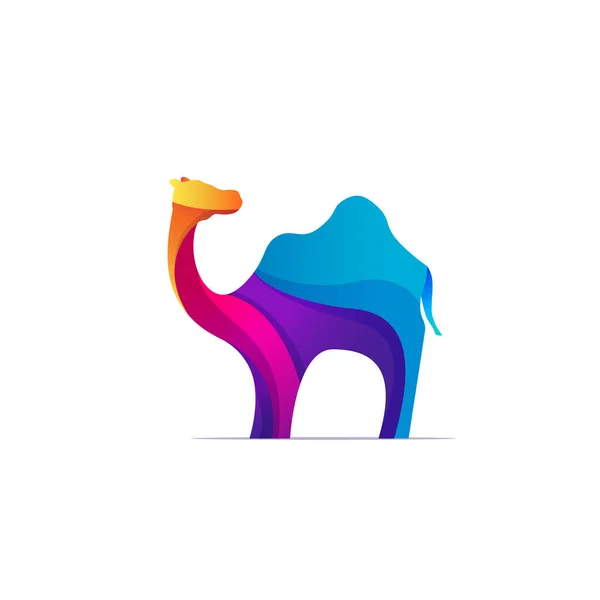 Diseño Logotipo Camello Plano Colorido — Vector de stock
