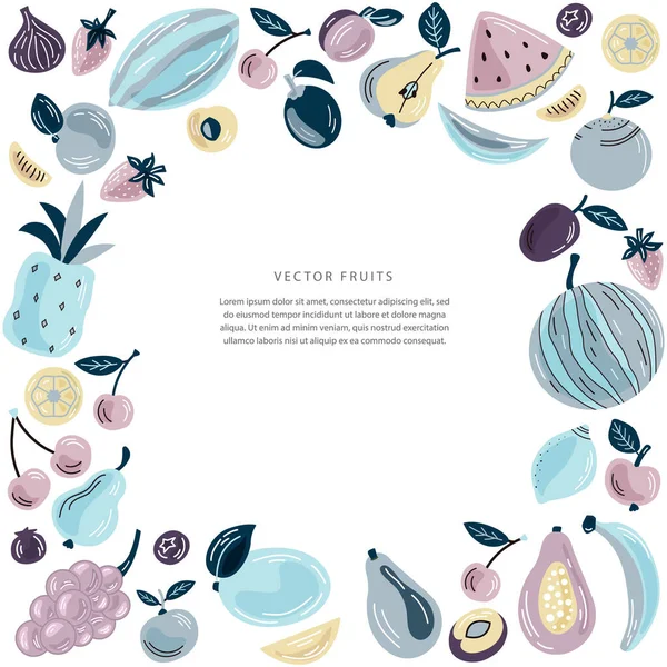 Vectorfruitcompositie Met Ruimte Voor Tekst Heldere Illustratie Van Gezond Vers — Stockvector