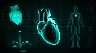 3d illüstrasyon sinyali veren ECG dalgalarının grafiksel gösterimi