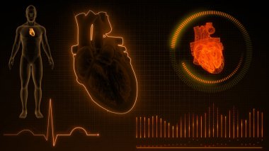 3d illüstrasyon sinyali veren ECG dalgalarının grafiksel gösterimi