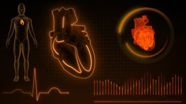 3d illüstrasyon sinyali veren ECG dalgalarının grafiksel gösterimi